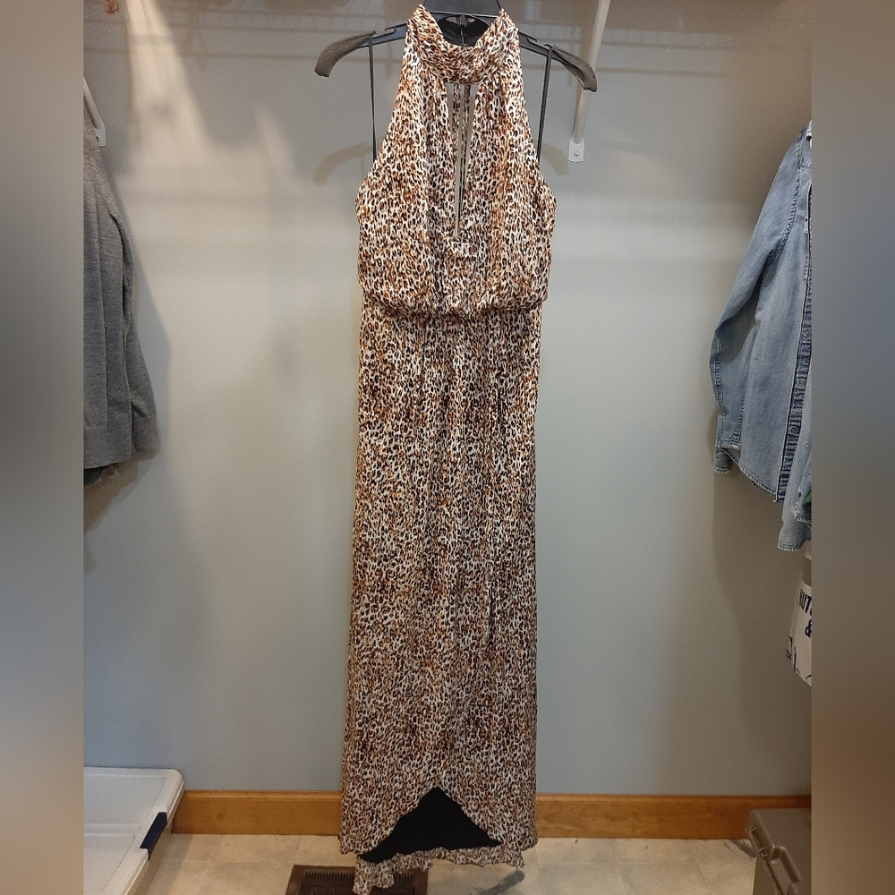 Free People Leopard Print Halter Maxi Dress in Brown and Black - Picture 4 of 10